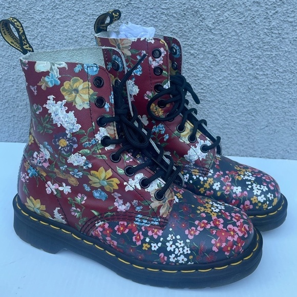 Dr. Martens 1460 Pascal Floral Clash Backhand Lace Up Combat Boots - Picture 1 of 11